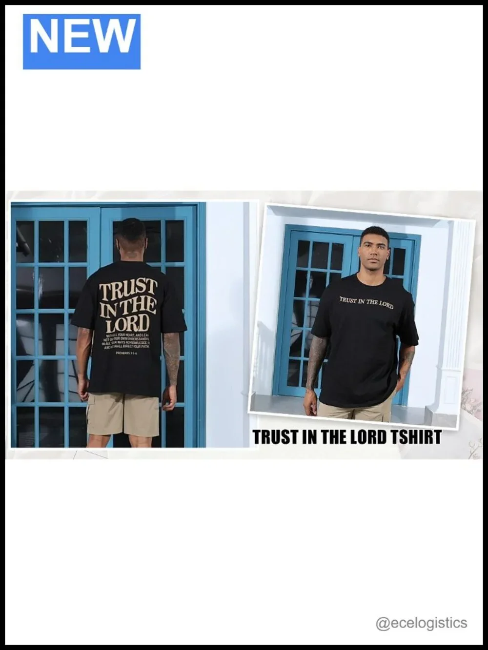 Christian Jesus Faith Bible Verse Oversized Graphic Cotton Tee Men